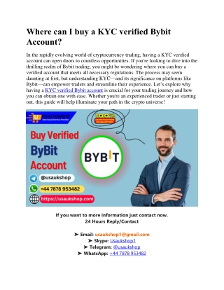 Where can I buy a KYC verified Bybit Account