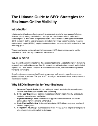 The Ultimate Guide to SEO: Strategies for Maximum Online Visibility