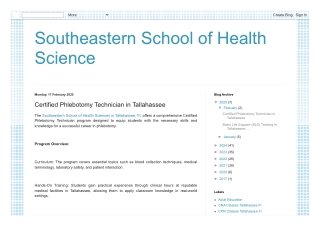 Southeastern School of Health Science_ Certified Phlebotomy Technician in Tallahassee