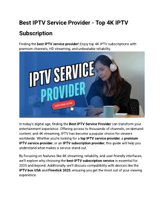 Best IPTV Service Provider - Top 4K IPTV Subscription