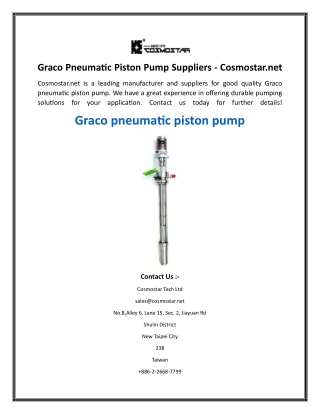 Graco Pneumatic Piston Pump Suppliers - Cosmostar.net