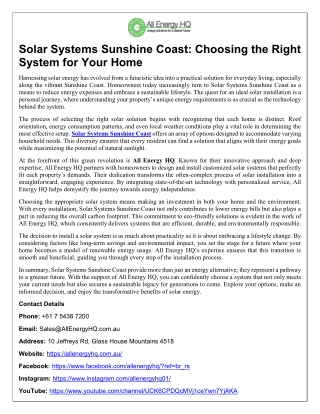 Solar Systems Sunshine Coast-Choosing the Right System for Your Home