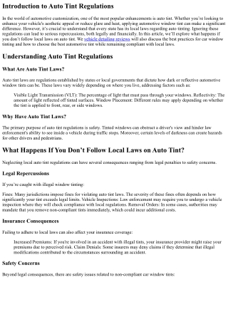 introduction to auto tint regulations