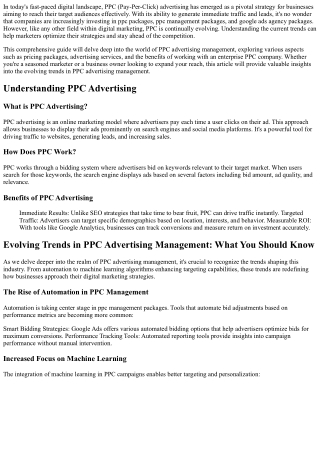 “Evolving Trends in PPC Advertising Management: What You Should Know”