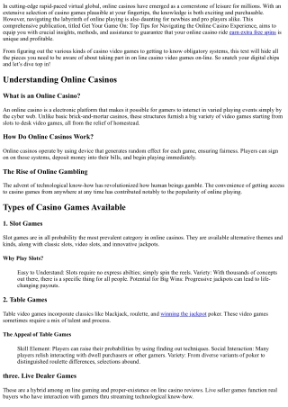 Obtain Your Game On: Top Tips for  Browsing the  Internet  Internet Casino  Jour