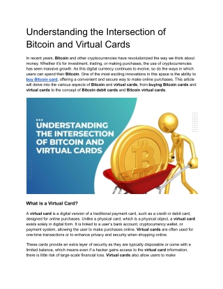 Understanding the Intersection of Bitcoin and Virtual Cards