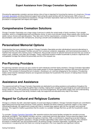 Specialist Support from Chicago Cremation Specialists