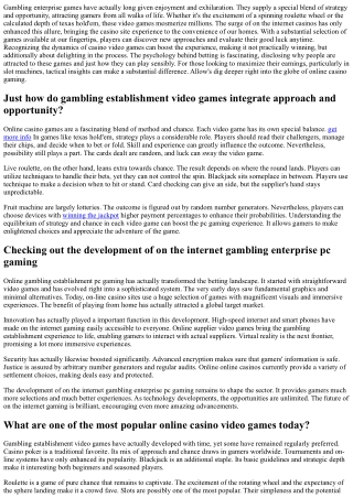 Gambling Casino  Video Games -  Uncovering the Thrills and  Practices in  Modern