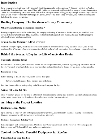 Behind the Scenes: A Day in the Life of an Avalon Roofer