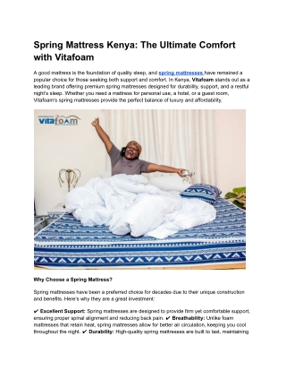 Spring Mattress Kenya The Ultimate Comfort with Vitafoam