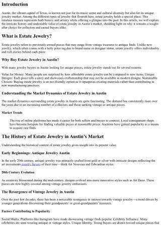The History and Value of Estate Jewelry in Austin’s Market