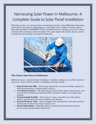 harnessing solar power in melbourne a complete