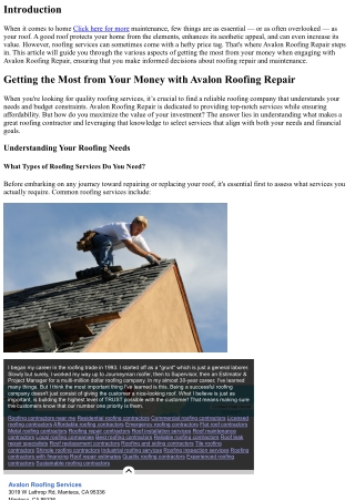 Getting the Most from Your Money with Avalon Roofing Repair