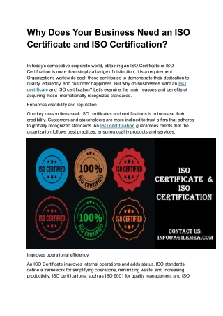 why does your business need an iso certificate