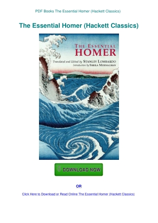 PDF Books The Essential Homer (Hackett Classics)