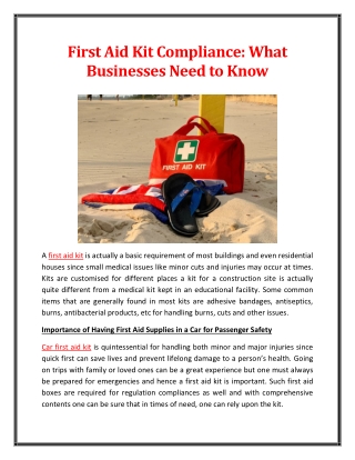 First Aid Kit Compliance What Businesses Need to Know