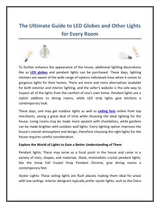 The Ultimate Guide to LED Globes and Other Lights for Every Room