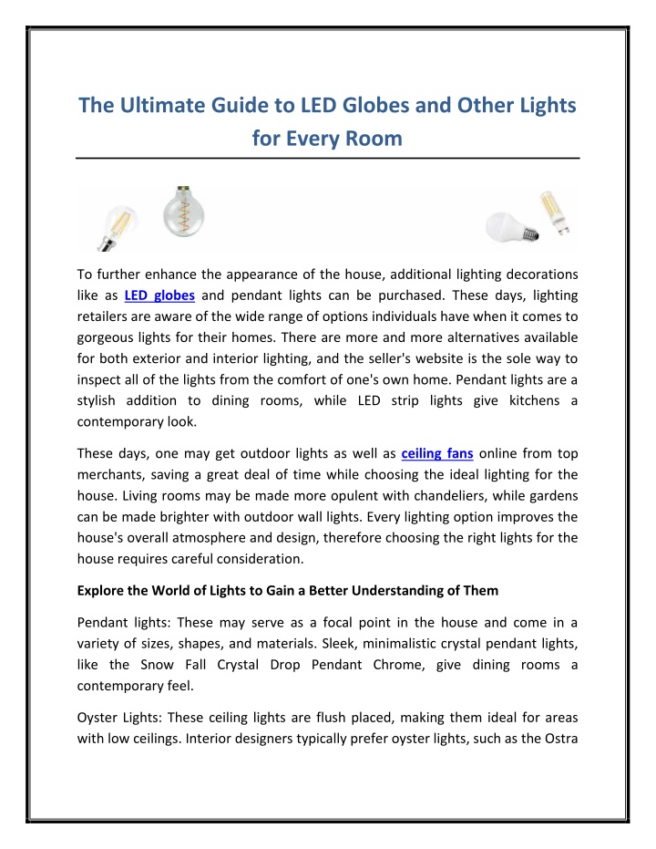 the ultimate guide to led globes and other lights