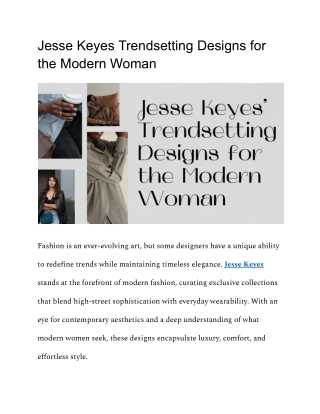 Contemporary Elegance in Jesse Keyes Exclusive Fashion Collections