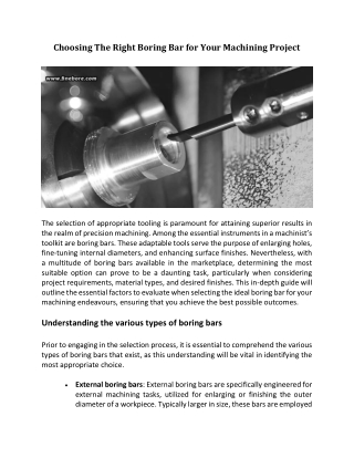 choosing the right boring bar for your machining