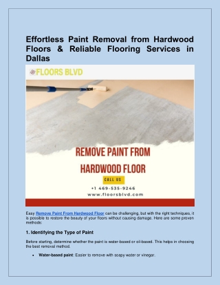 Effortless Paint Removal from Hardwood Floors & Reliable Flooring Services in Dallas