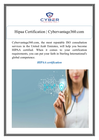 hipaa certification cybervantage360 com