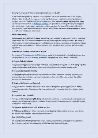 drawing review and pe stamp ensuring compliance