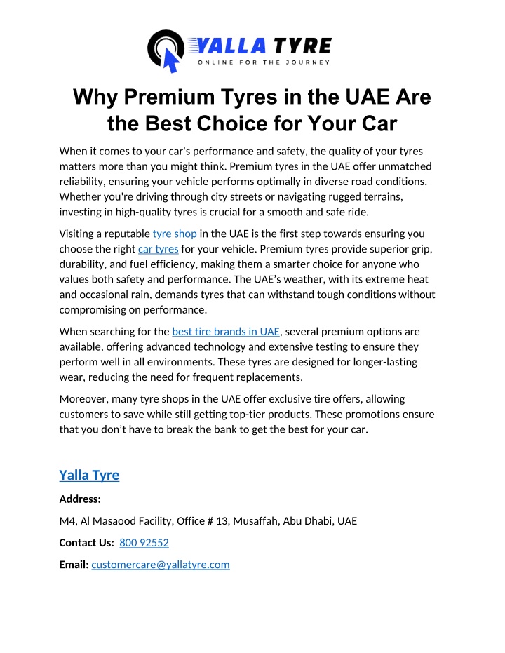 why premium tyres in the uae are the best choice