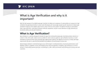 What is Age Verification and why is it important - KYC Spain