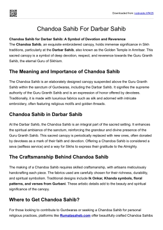 Chandoa Sahib For Darbar Sahib