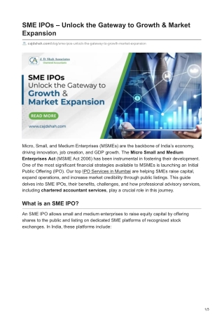SME IPOs – Unlock the Gateway to Growth & Market Expansion