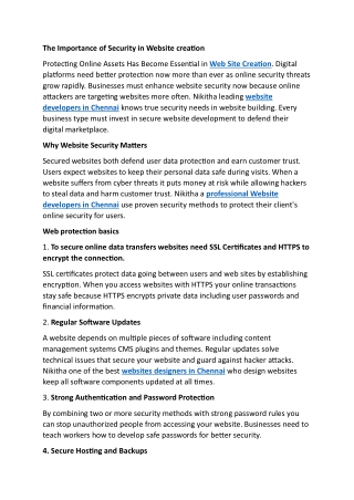 The Importance of Security in Website creation