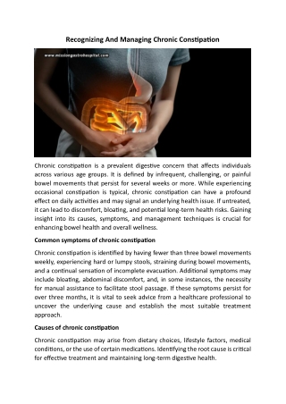 recognizing and managing chronic constipation