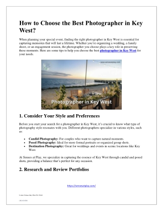 How to Choose the Best Photographer in Key West