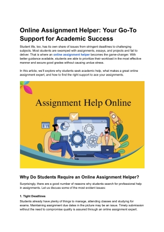 online assignment helper your go to support