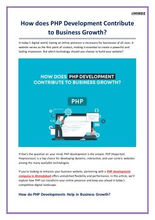 How does PHP Development Contribute to Business Growth