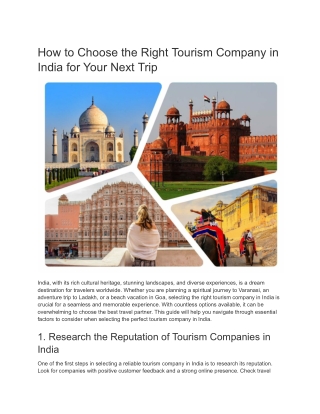 How to Choose the Right Tourism Company in India for Your Next Trip - Google Docs