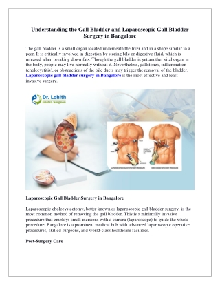 Understanding the Gall Bladder and Laparoscopic Gall Bladder Surgery in Bangalore