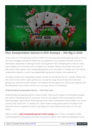 Best Online Casino Games for Sweepstakes Fans in 2025