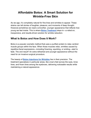 Affordable Botox: A Smart Solution for Wrinkle-Free Skin