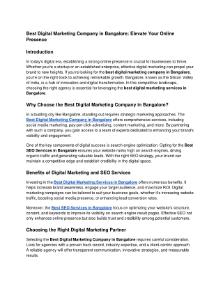 Best Digital Marketing Company in Bangalore_ Elevate Your Online Presence