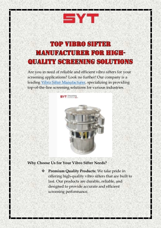are you in need of reliable and efficient vibro