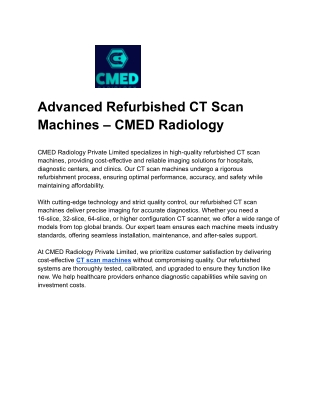 advanced refurbished ct scan machines cmed