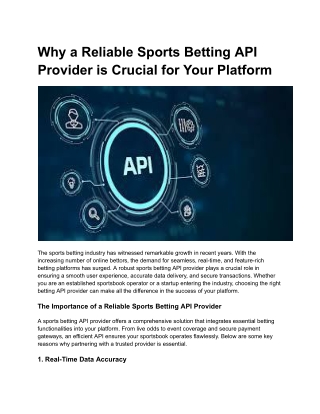 Why a Reliable Sports Betting API Provider is Crucial for Your Platform