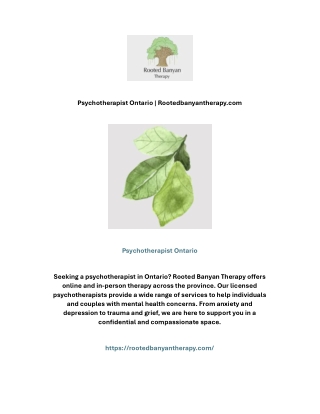 Psychotherapist Ontario | Rootedbanyantherapy.com