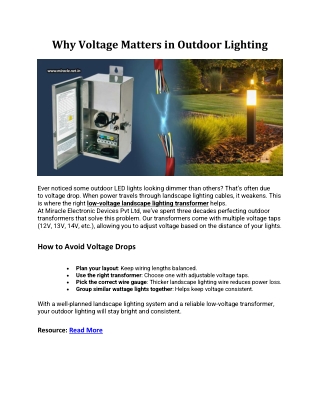 Why Voltage Matters in Outdoor Lighting