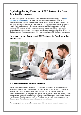 Exploring the Key Features of ERP Systems for Saudi Arabian Businesses