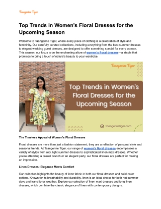 Top Trends in Women's Floral Dresses for the Upcoming Season