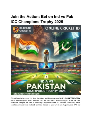 Join the Action_ Bet on Ind vs Pak ICC Champions Trophy 2025