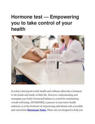 hormone test empowering you to take control
